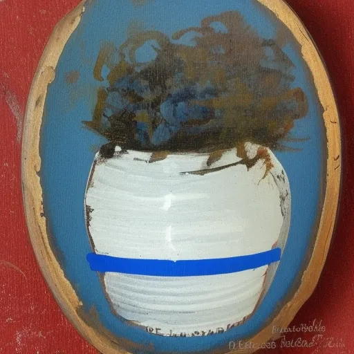 

Une photo d'un pot de peinture bleue et d'un pinceau sur une toile blanche, avec une boîte de peinture et des pinceaux à côté. La