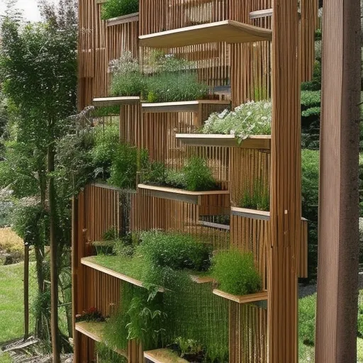 

Une image d'un support pour plantes en bois artisanal, montrant un design simple et élégant avec des tiges de bois entrelacées pour former une structure stable et durable pour