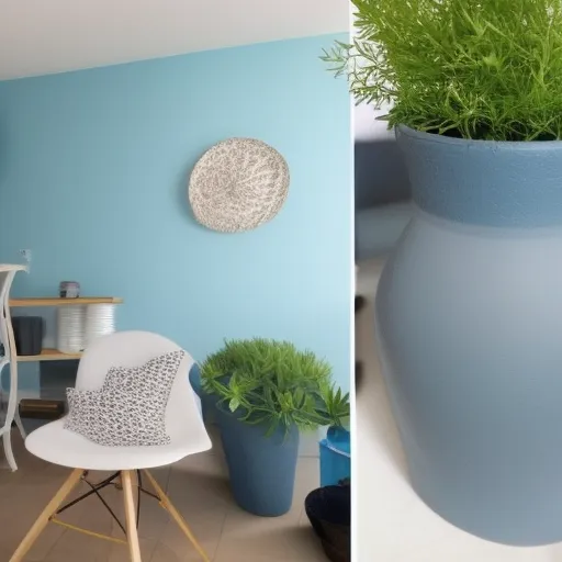 

Une image montrant un meuble en plastique peint dans une couleur vive et audacieuse, avec un pinceau et des pots de peinture à proximité.
