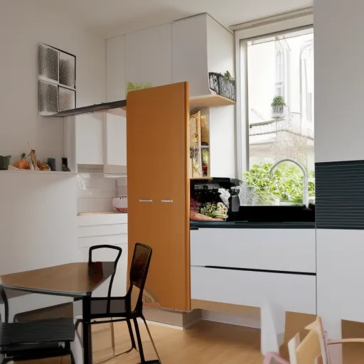 

Une image montrant un vieux meuble de cuisine transformé en un espace de rangement pratique et élégant, avec des étagères et des tiroirs remplis de produ