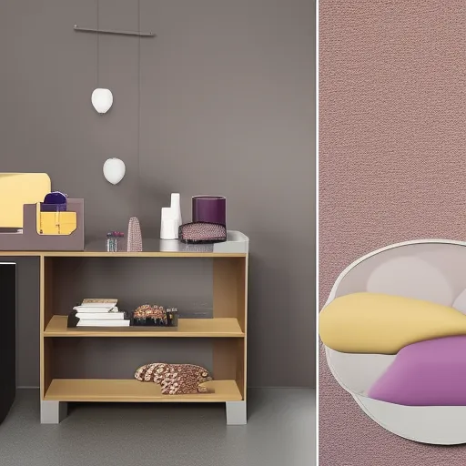 

Une image d'une pièce intérieure montrant des accessoires et des meubles simples et abordables, avec des touches de couleur et de texture pour donner une nou