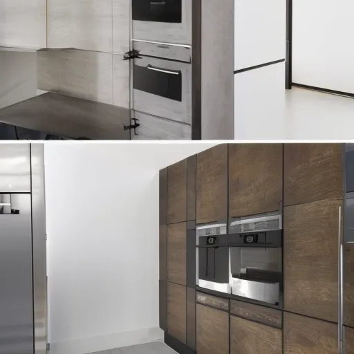 

Une image d'une cuisine moderne et abordable, avec des armoires en bois clair, des comptoirs en granit et des appareils électroménagers en acier inox