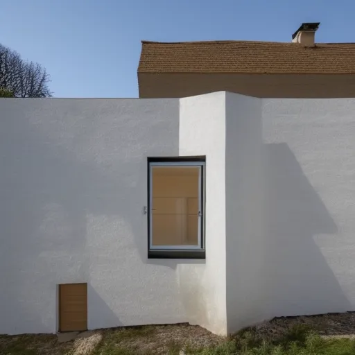 

Une image d'une maison avec des fenêtres et des murs isolés par des matériaux d'isolation, ainsi que des volets et des rideaux fermés