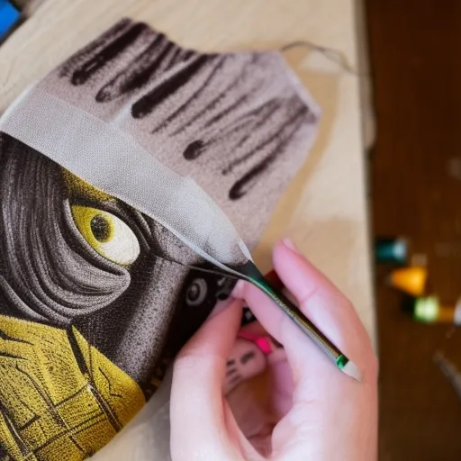 

Une photo d'un artisan peintre portant des gants et un masque de protection, tenant une peinture et un pinceau, s'apprêtant à appliquer une couche de
